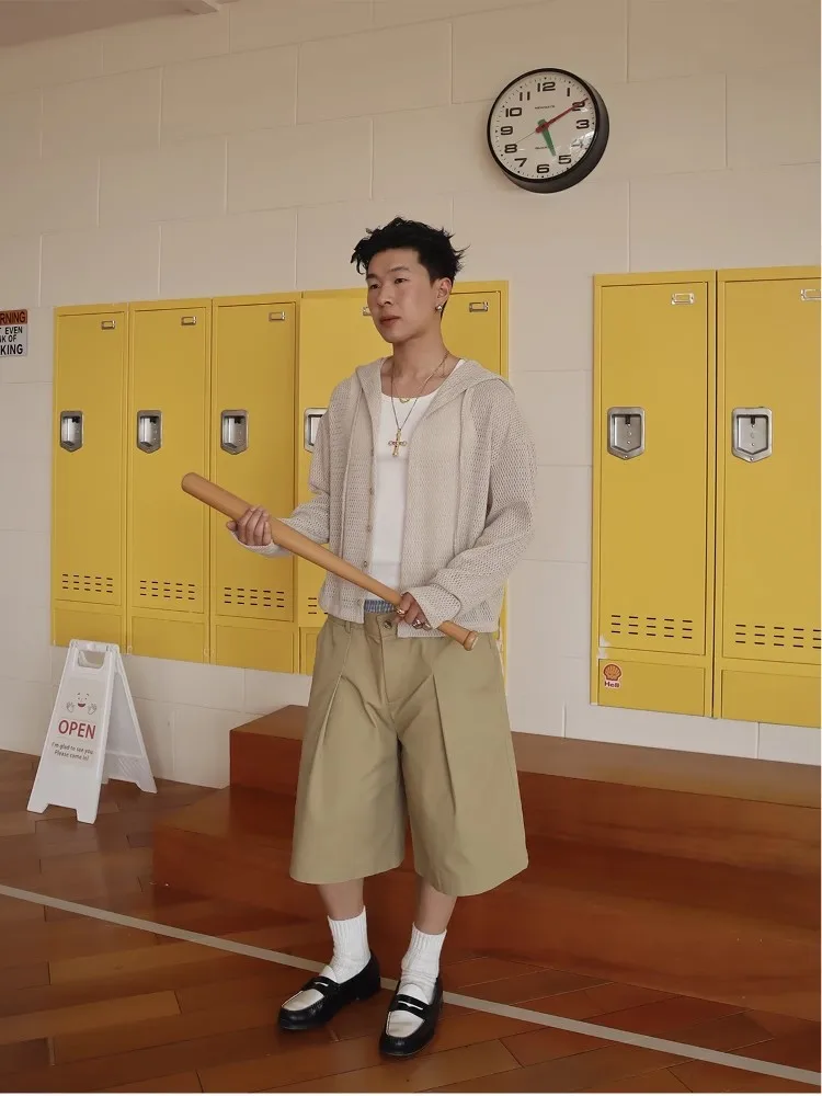 Mauroicardi Primavera Estate Plaid Patchwork Pantaloncini kaki per uomo Doppia vita Pantaloni al ginocchio Designer di lusso Emo Clothes 2025