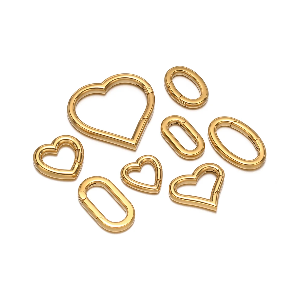 2 pezzi in acciaio inossidabile con fibbia ovale a forma di cuore, connettore apribile, fermagli, gioielli fai da te, portachiavi, collane, braccialetti con ciondoli, creazione di forniture