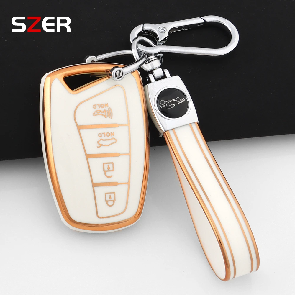

NEW TPU Car Key Case Cover Holder Fob For Hyundai Genesis G80 Santa Fe 3DM Grand SantaFe 2018 IX45 EQUUS Azera Grandeur HG Sedan
