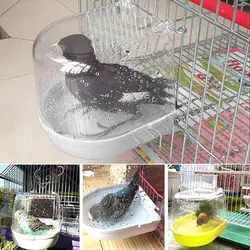 Easy to Clean Bird Bath Tub Transparent Bird Bath Cage for Small Birds Parrot Canary Budgies Easy to Clean Covered Bath for Pets