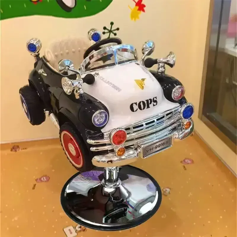 Kursi Pangkas Rambut Anak Model Kartun Roda Hitam, Furnitur Salon, Bahan Logam Stainless Steel untuk Bayi dan Anak-Anak