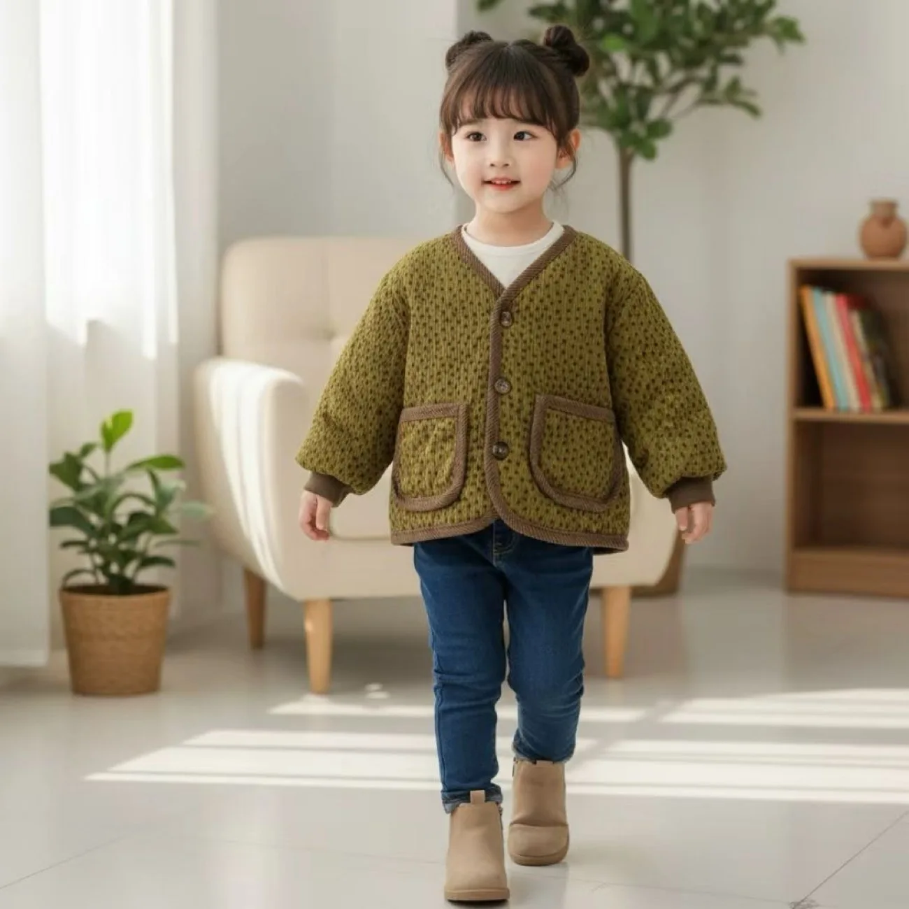 Boys Girls Fashion Coat Kids Padded Jacket Children Long Sleeve Winter Autumn Coat Baby Outerwear Clothing 1-7T