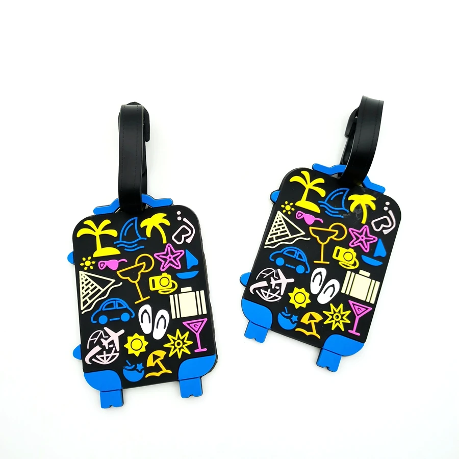 블랙 휴가 수하물 태그 펜던트, 여행 공항 수하물 분실 방지 ID 태그, 성인 야외 작업 이름 태그, 1 개, 2 개