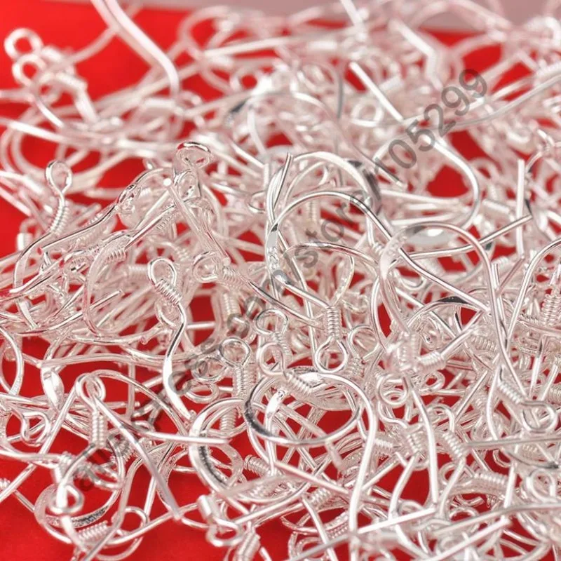 Shining Earring Making 200PCS Wholesale 18mm 925 Sterling Silver Earring French Hooks Beaded Ball Jewelry Accessory Findings