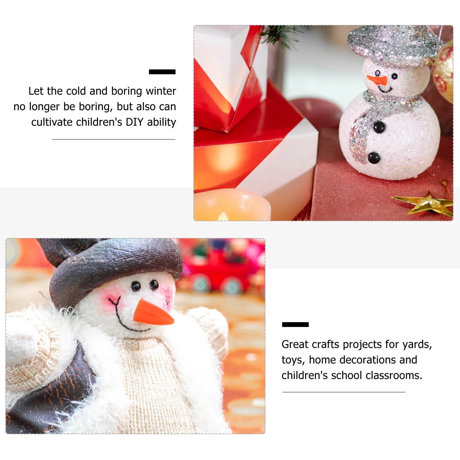 160 Pcs Plastic Snowman Nose Craft DIY Christmas Ski Mask Pin Toy Accessories Decors Bath Toys