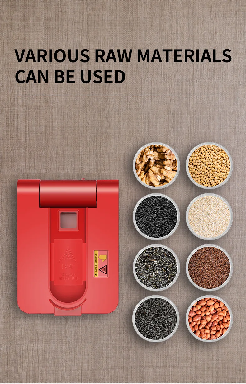 Extracteur de presse à huile d'arachide de graines de lin de sésame, machine pliante en acier inoxydable, interrupteur inductif