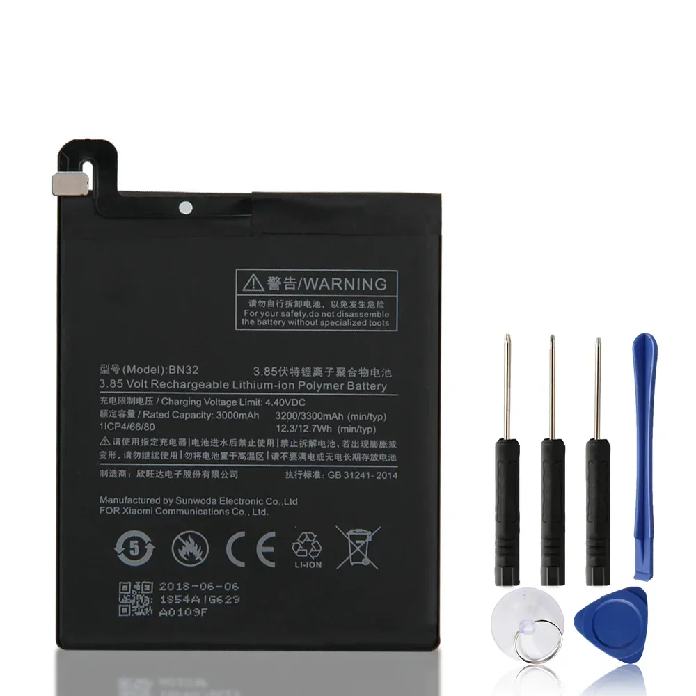 

Phone Battery BN32 For Xiaomi BN32 Replacement Battery Capacity 3300mAh Batteries With Tool