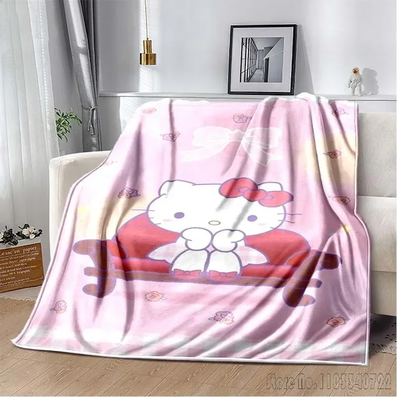 Sanrio Hallo Kitty Girls Kids Cute Cartoon Blanket Travel Picnic Blanket Children's Adult Household Blankets Gift