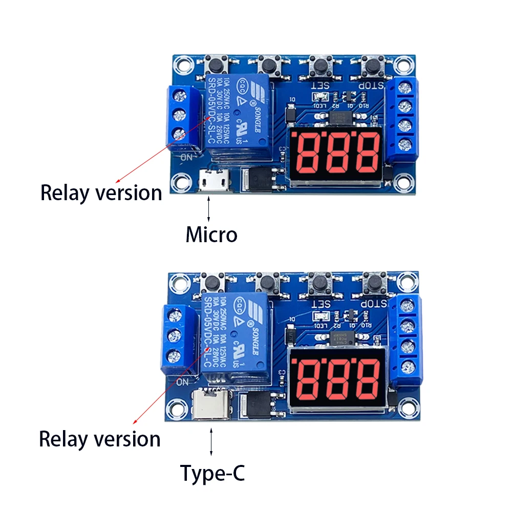 Ciclo de Automação Delay Timer, Controle Off Switch, Delay Time Relay, Suporte Micro USB, Display LED, 5V, DC 6-30V, 6V, 9V, 12V, 24V