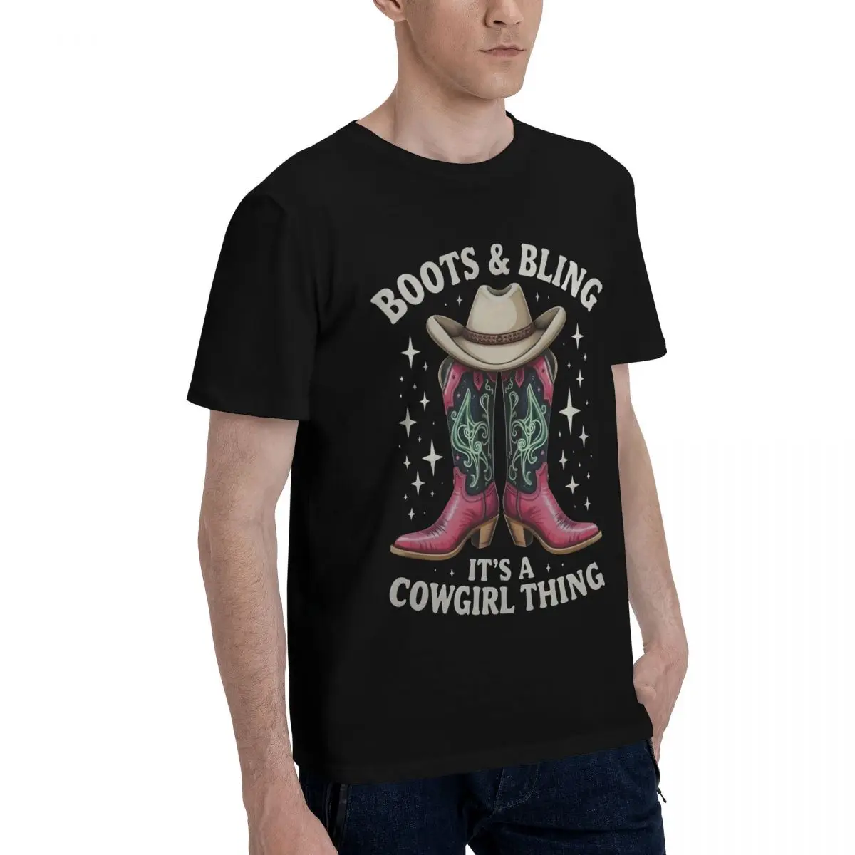 Cowboy Boots Bling Hat Move Kemp premium T-shirts High grade Leisure USA Size