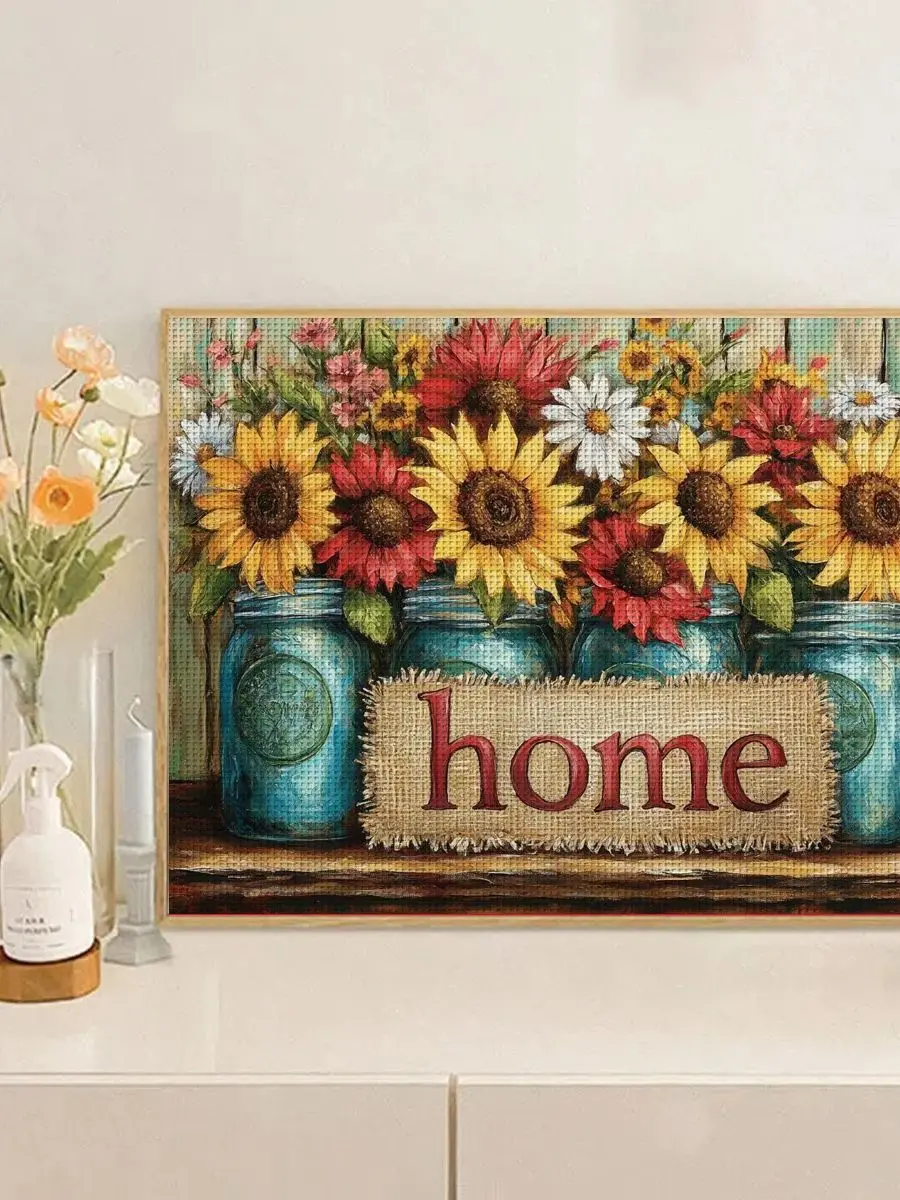 1 Stück 30x40 cm/11,8*15,74 Zoll Blumen-Motiv Kreuzstich-Set DIY-Kit 11CT/14CT DIY-Stickerei-Set DIY-Kreuzstich-Set – Detail 1