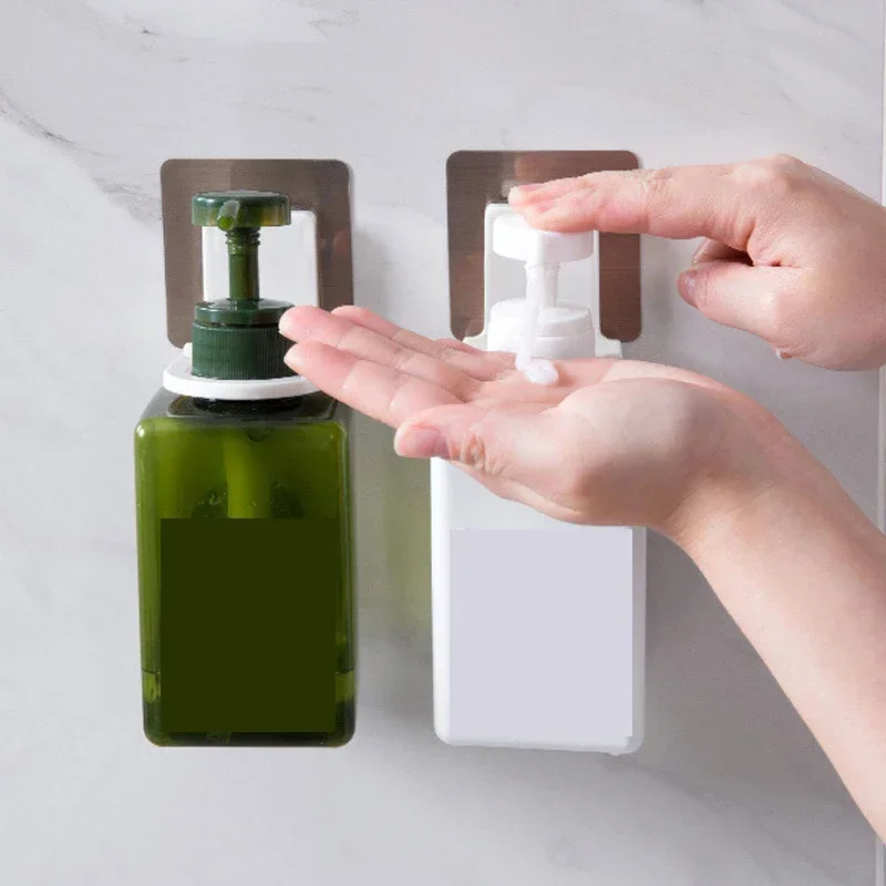 Wall Mounted Self-Adhesive Shampoo Bottle Shelf Liquid Soap Shower Gel Organizer Hook Holder Shelves Hanger Bathroom Accessories