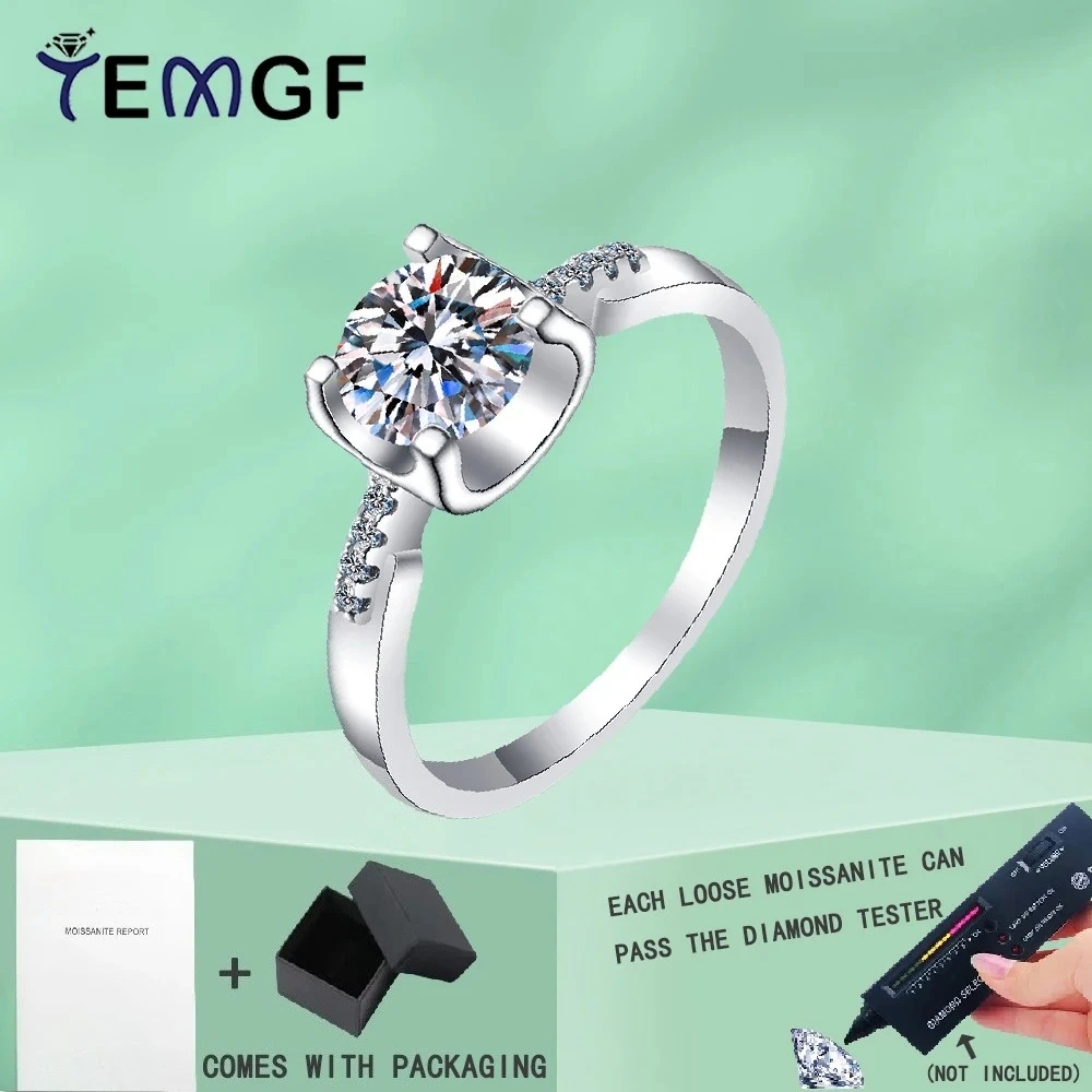 

TEMGF Classic S925 Sterling Sliver Proposal Ring Moissanite/Zircon Inlay Fashion Women Fine Jewelry Wedding Anniversary Gift