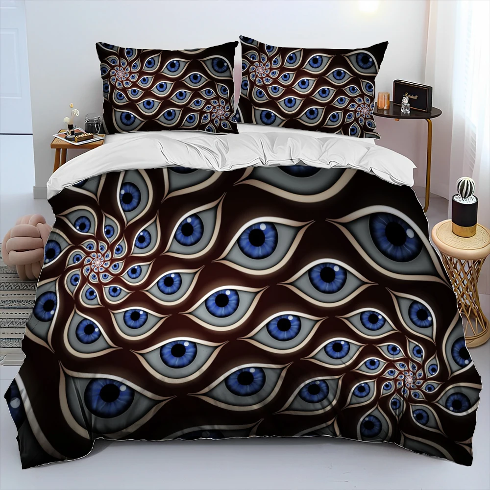 Nazar Evil Eye Albero della Vita Set di biancheria da letto trapuntato, Set copripiumino Copripiumino Federa, Set di biancheria da letto king queen