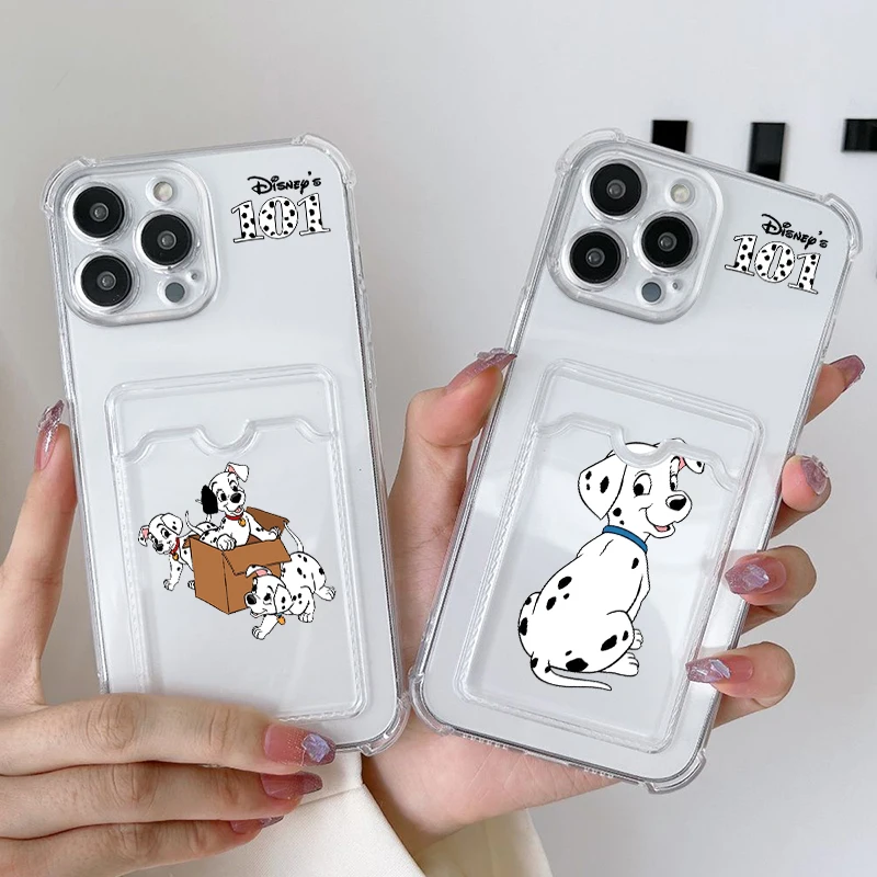 101 Dalmatians Disney Cartoon For iPhone 15 14 13 12 11 XS XR X 8 7 Pro Max Plus Mini Photo Card Bag Transparent Cover