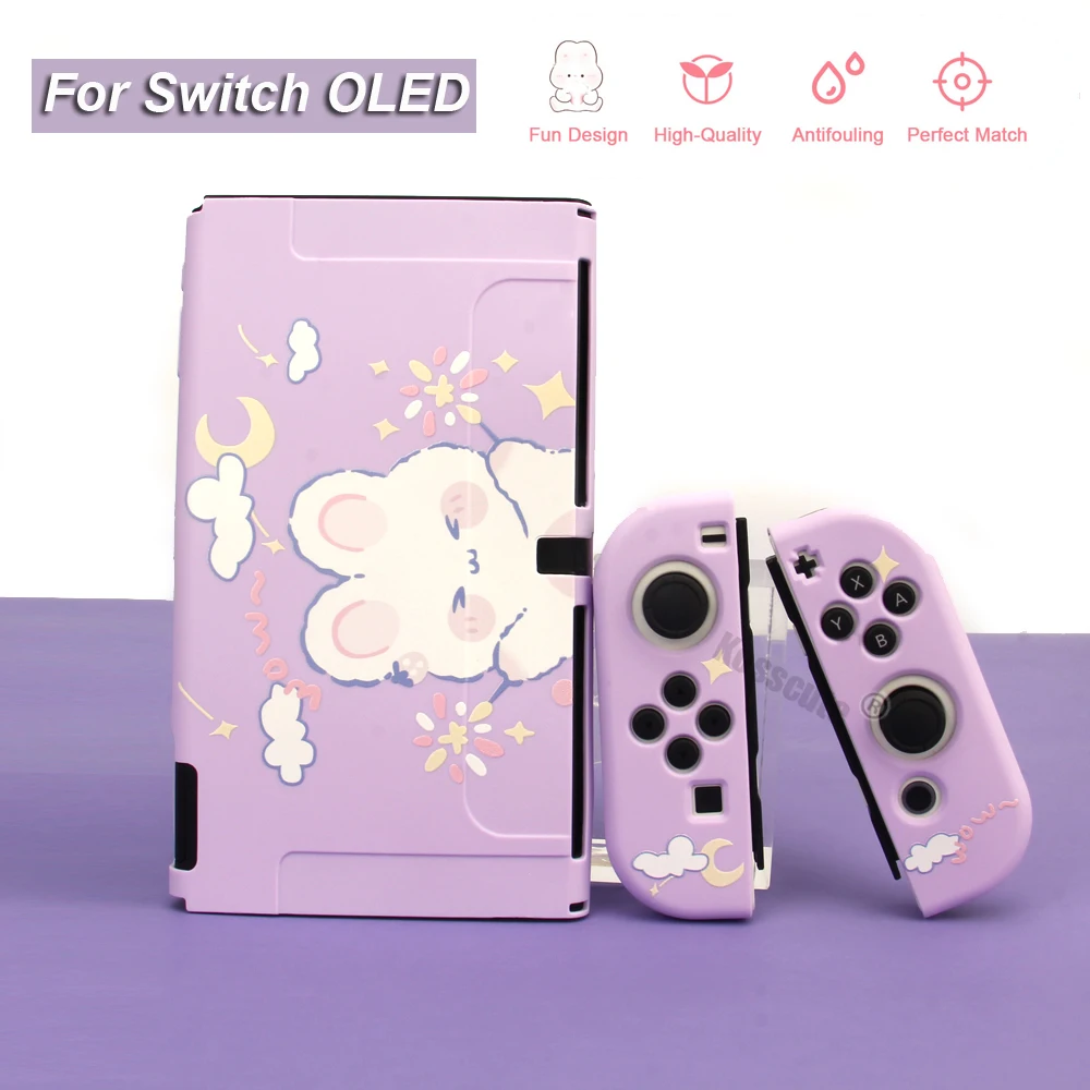 Cute Cartoon TPU Soft Protective Case Shell For Nintendo Switch OLED Game Console Purple Cover Shell For Nintend Switch OLED