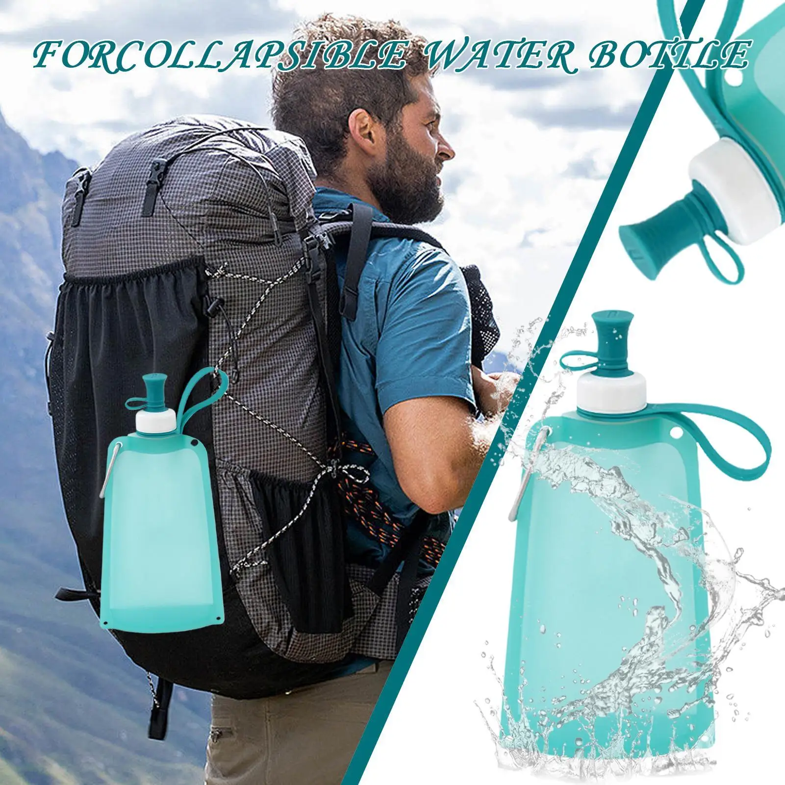 

Foldable Water Bottle Flexible Drinking Pouch 550ml Silicone Squeeze Foldable Water Bag for Cycling Camping Backpacking Travel