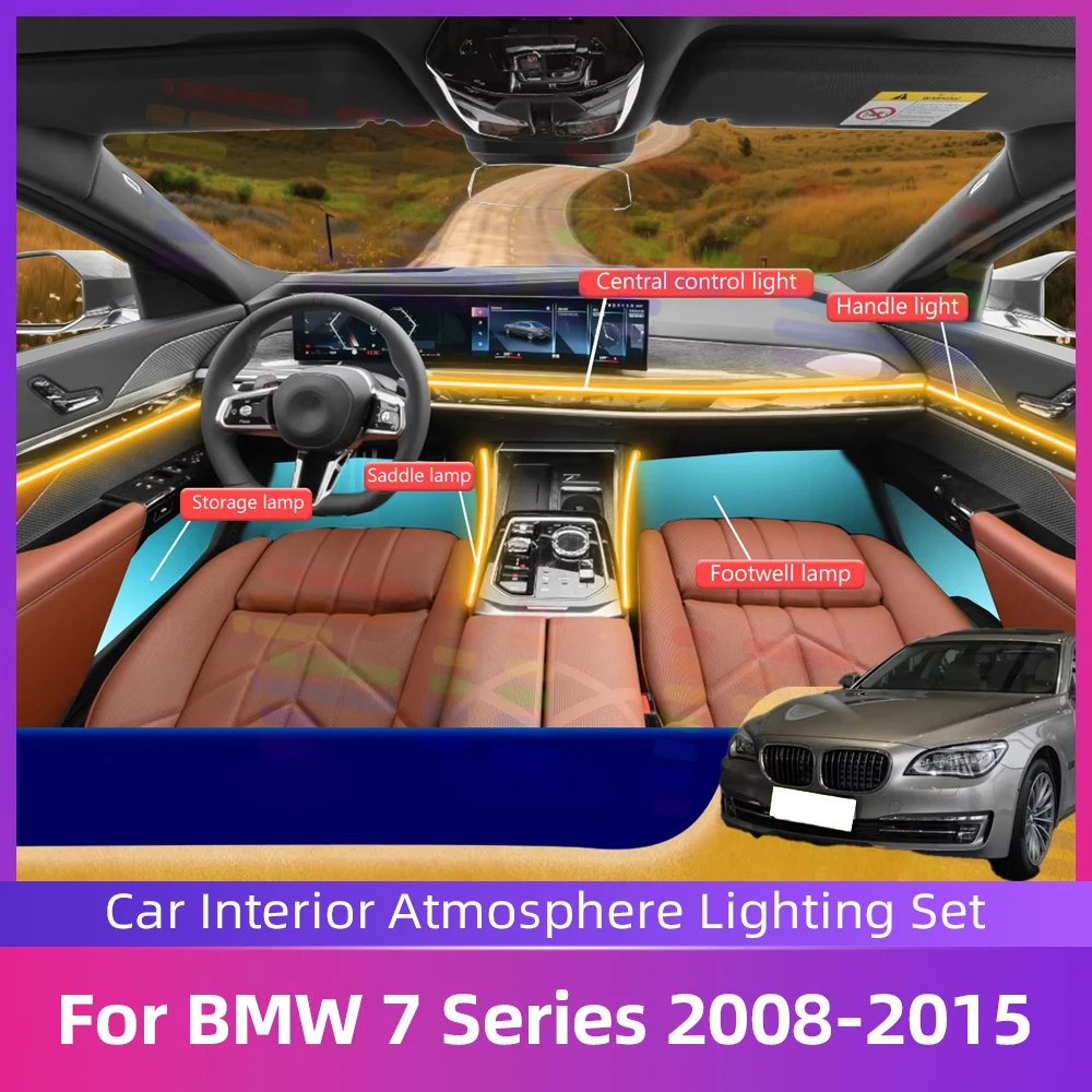 

Car Interiors Lighting Accessories For BMW 7series F01 F02 Neon Acrylic Strip with Hidden LED Light Belts App Control DIY Color
