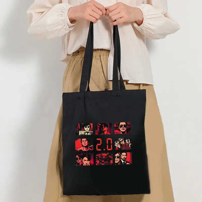 

Arirang 2.0 World Tour 2026 Kpop Fan Gift Foldable Tote Bag Large Capacity Handbag Multi Functional Shopping Black Canvas Bags