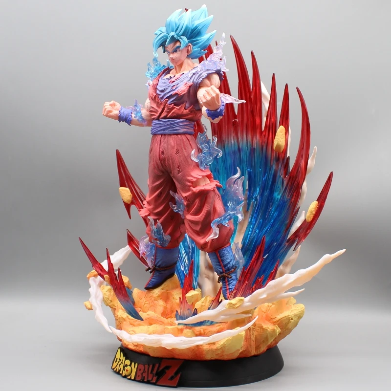 40cm Dragon Ball Anime Figure Super Saiyan God Blue Kaiouken Goku Action Figures Explosive Goku Pvc Model Statue Figurine Toys