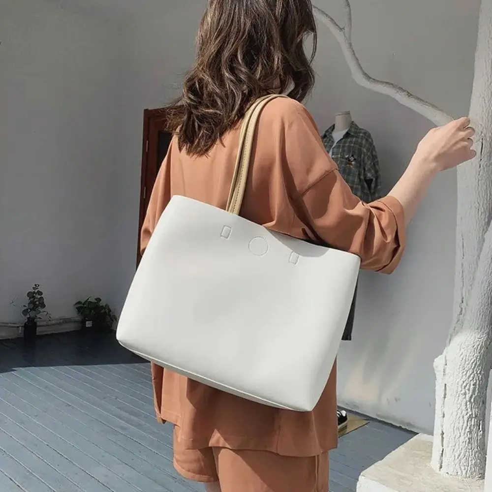 

Minimalist Design Underarm Tote Bag Solid Color Korean Style Sweet Shoulder Bag Pu Leather Zipper Luxury Handbag Lady