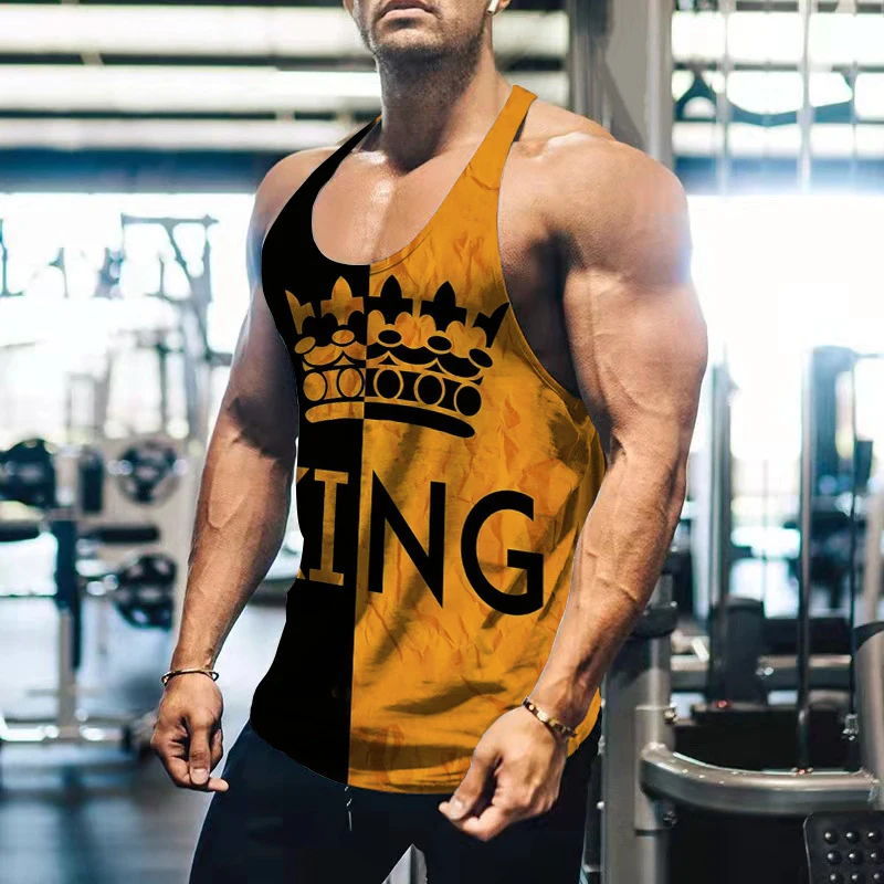 King Letter 3D Printed Tank Tops Summer Men\'s Casual Fashion Streetwear Oversized Sleeveless Tank Top Male Gym Vest Man Clothing