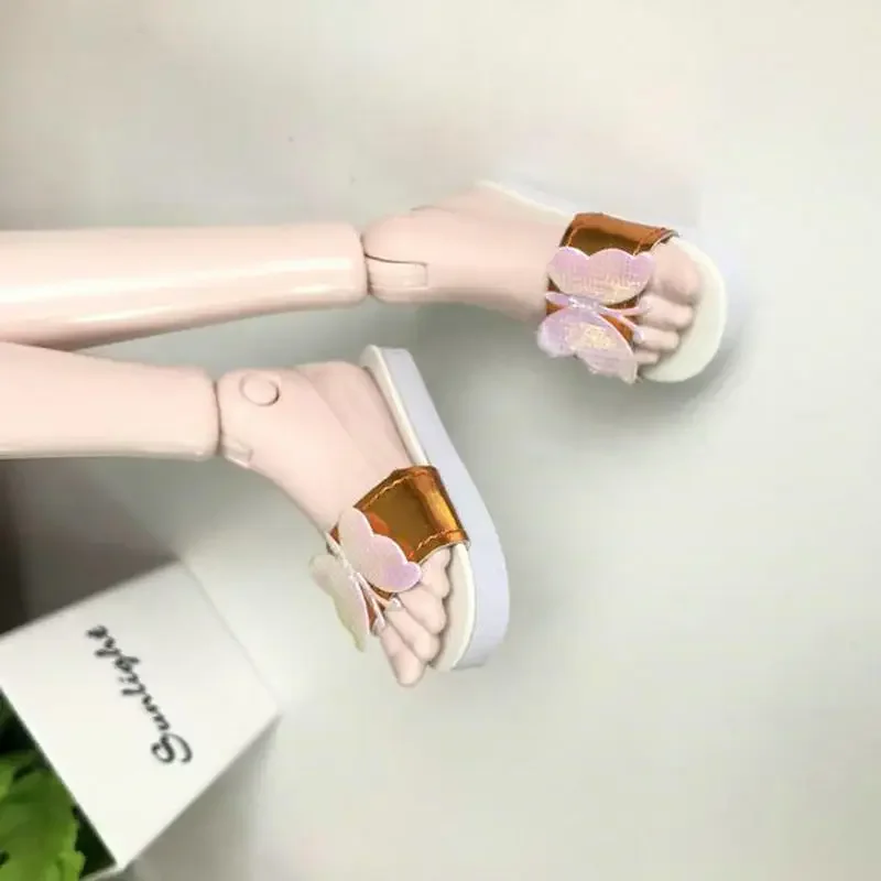 Mini Fashion Leather Sandals Girl Doll Shoes for 7cm Foot 1/3 Bjd Dolls Accessories