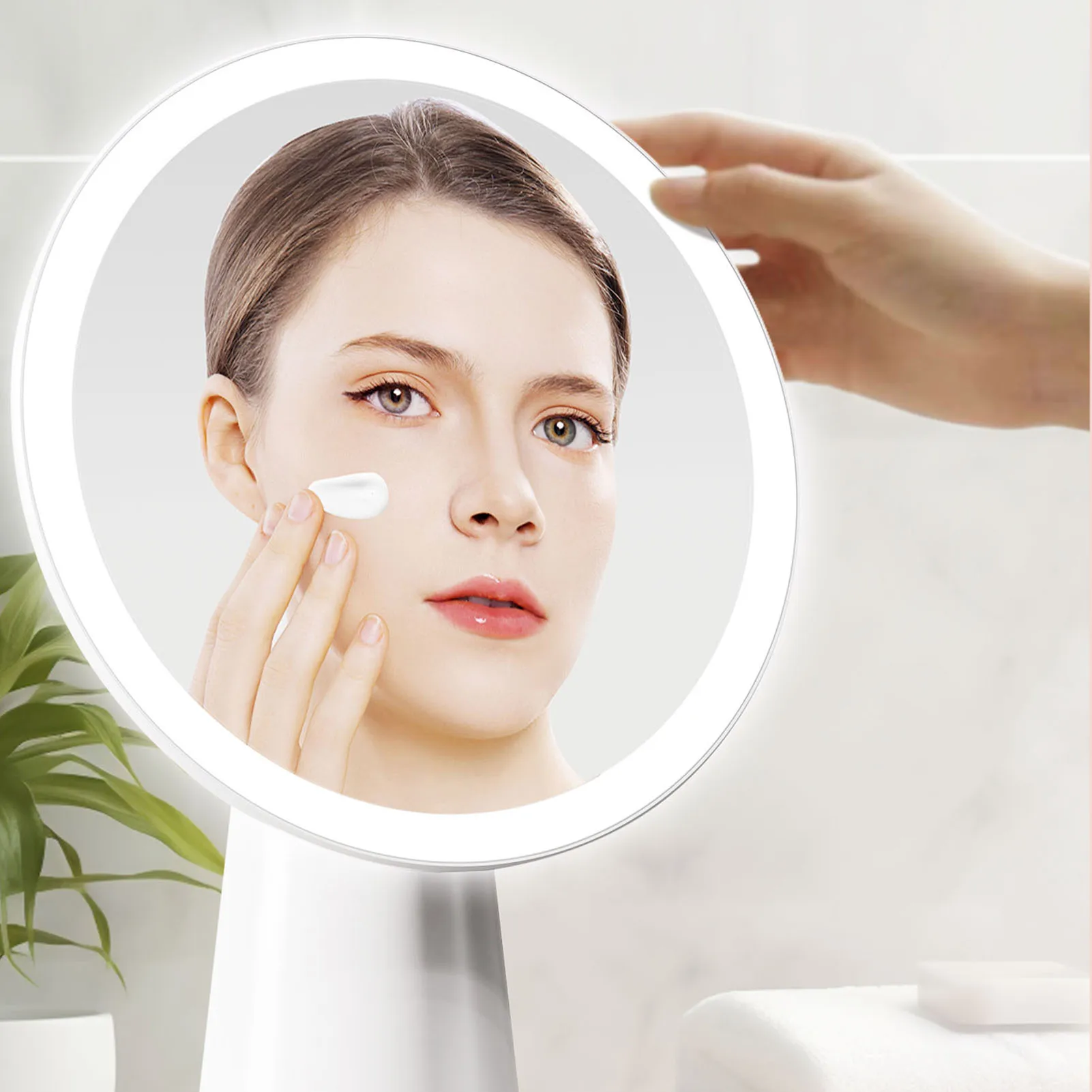 LED 메이크업 거울 7.6인치 30개 LED 3단계 조광 90도 회전 가능 USB 충전식 조명 거울 가정용