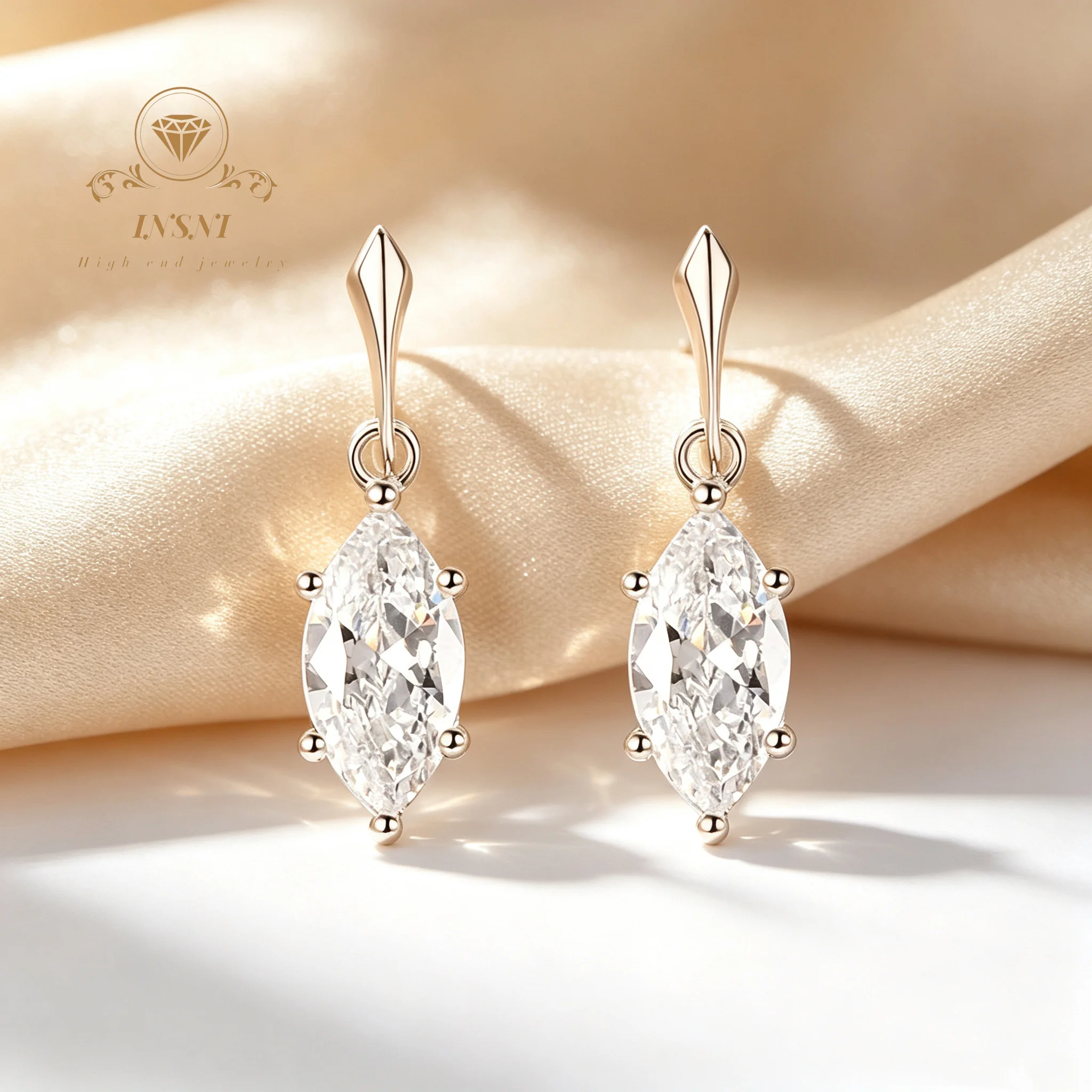 S925 Sterling Silver Moissanite Stud Earrings Women's Horse Eye Simple Earrings Light Luxury Affordable Light Luxury Earrings