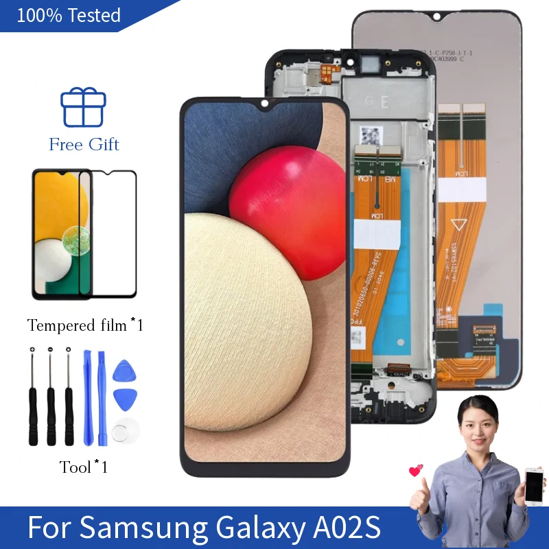 

Сменный экран A025F для Samsung Galaxy A02S, зеркальный дисплей/цифровой преобразователь сенсорного экрана 6,5 дюйма