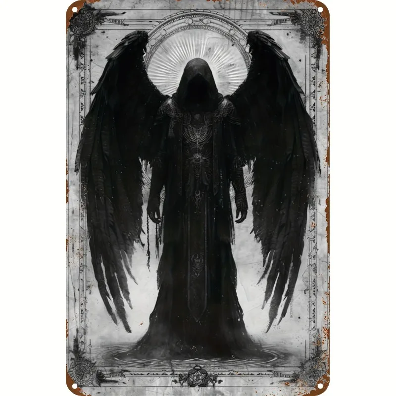 

Vintage Angel Wings Metal Tin Sign, Multipurpose Aluminum Wall Hanging Decor, 8 X 12 Inches, with Pre-Drilled for Easy Mounting
