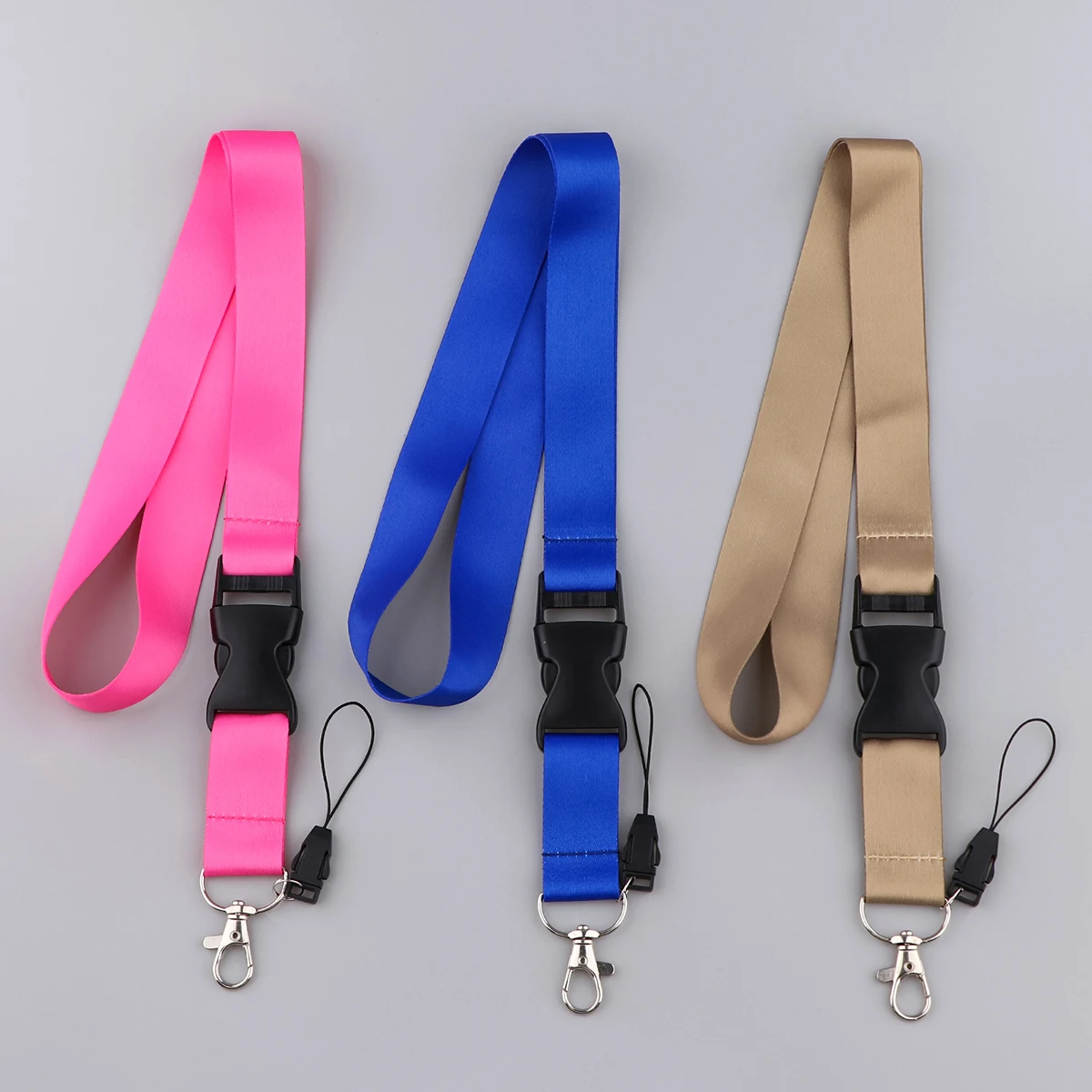 FI52 Solid Color Rope Strap Keychain Neck Lanyard For Students Keys Long Phone Hanging Buckle Anti-Lost Hang Rope Gifts