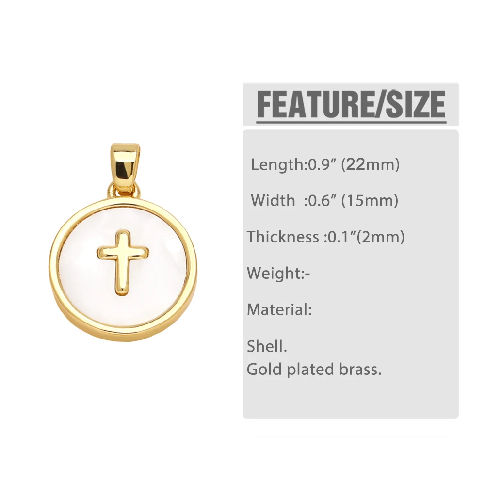 OCESRIO White Shell Cross Pendant for Necklaces Copper Gold Plated Cute Bear Heart Envelope Jewelry Making Supplies pdtb565