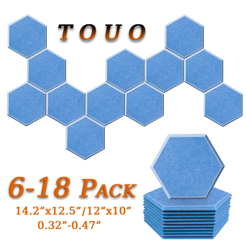 

TOUO 6-18 Pcs High-Density Acoustic Panel Flame-Retardant Sound Absorbing Material Soundproof Wall Panels Ktv Acoustic Treatment