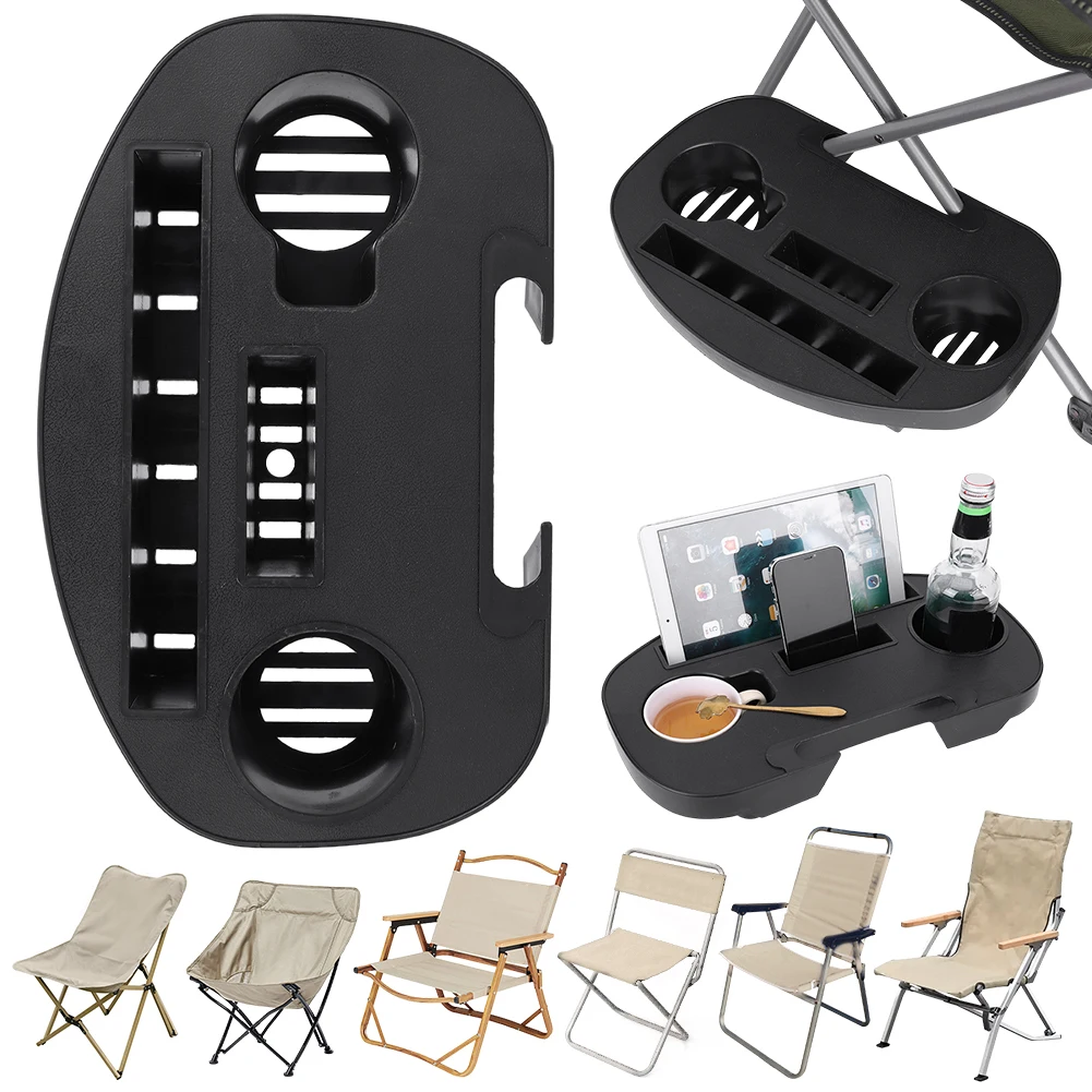 

Multifunctional Chair Cup Holder with Mobile Phone Slot Clip Chair Table Portable Chair Side Tray for Lawn Patio Pool