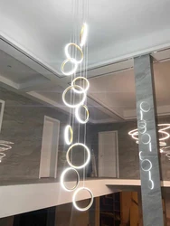 Candelabros de aluminio para techo, lámpara colgante Led, diseño de suspensión, moderna, dúplex, para Loft, sala de estar y escalera luces colgantes