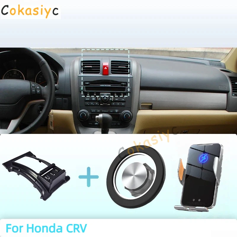 Suporte de Telefone Magnético para Carro Feito Sob Medida para Honda CRV 2007-2011 com Carregamento Sem Fio por Sensor Inteligente e Liberação com Um 