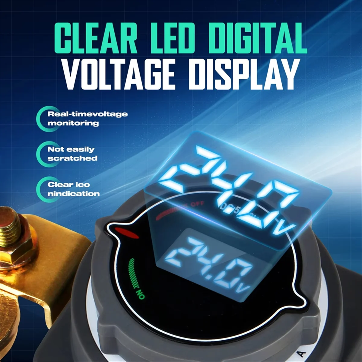 トップポストバッテリー切断スイッチ、電圧計付き、dc-5-80v-オンオフスイッチ電源、マリンボート-rv-車トラック用