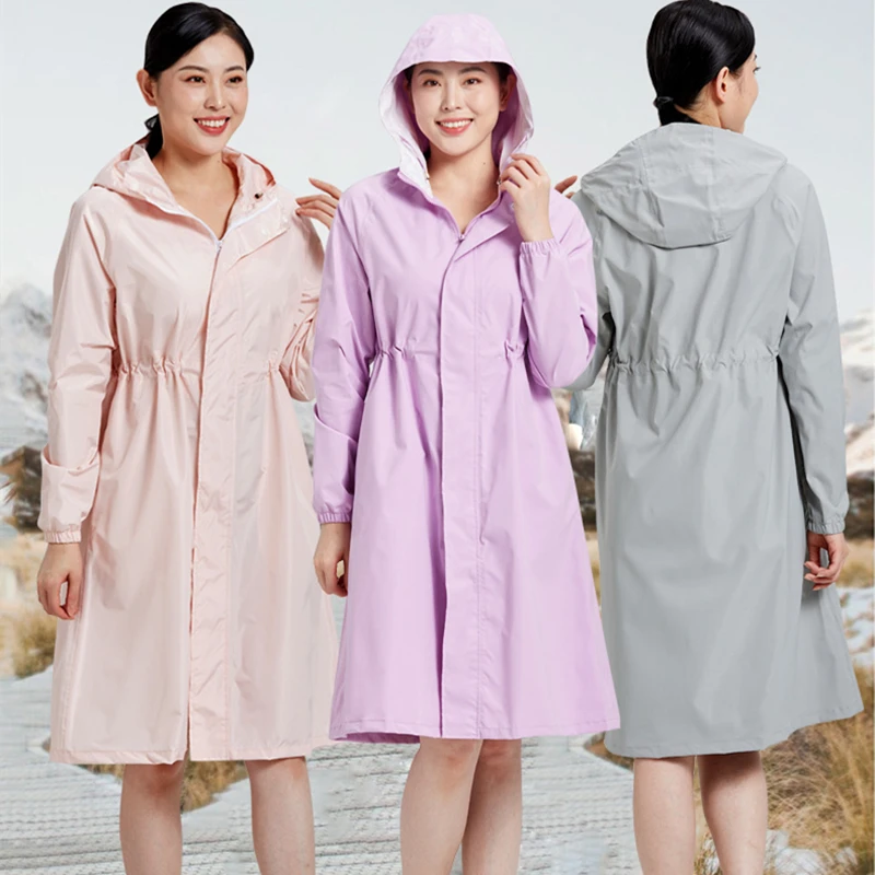 

Женский новый модный длинный плащ для активного отдыха, защищенный от буря дождя для пончо для пеших прогулок, соло, езды на велосипеде, кемпинга