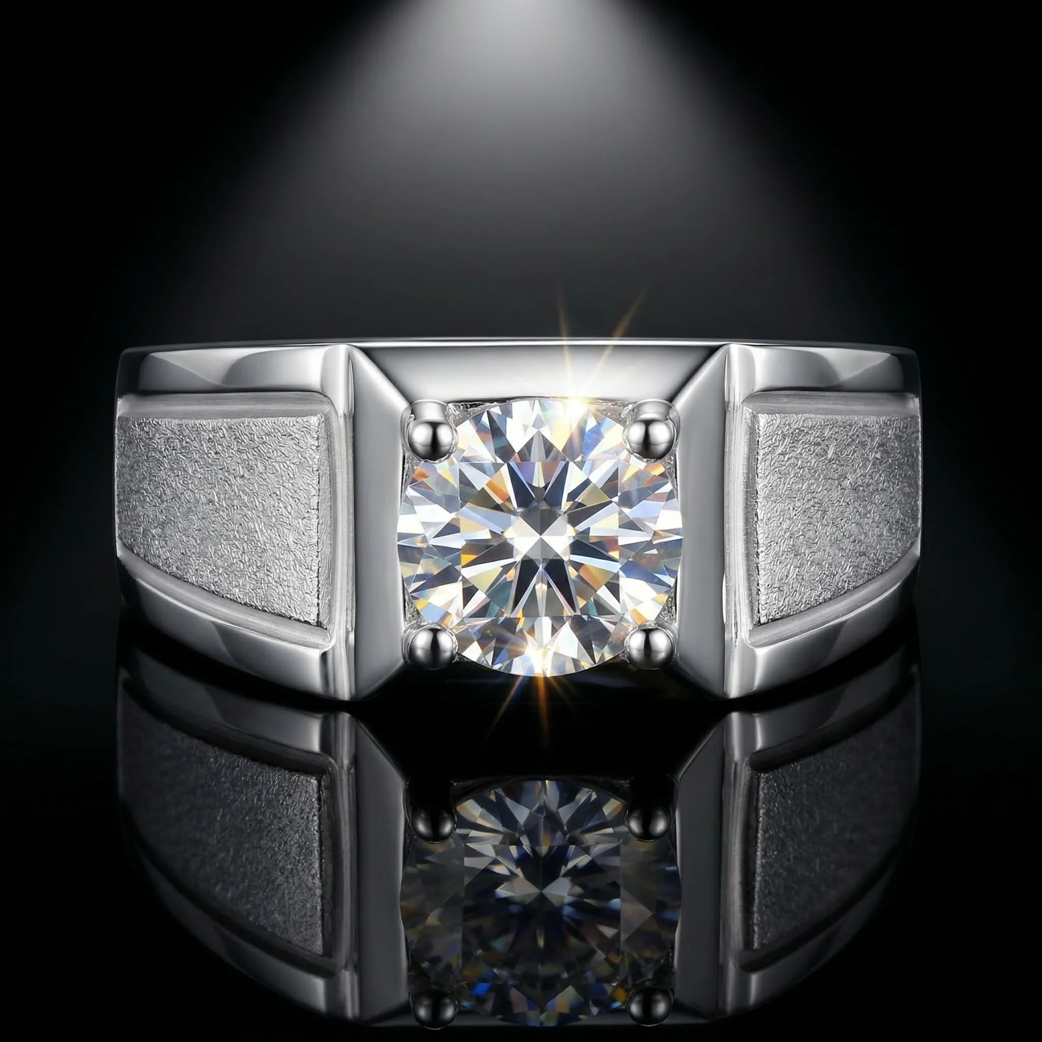 

Кольцо с круглым муассанитом 2 карата, цвет D, чистота VVS1, серебро 925 пробы, матовая отделка, 4 крапана, обручальное кольцо, проходит тест на алмазном тестере