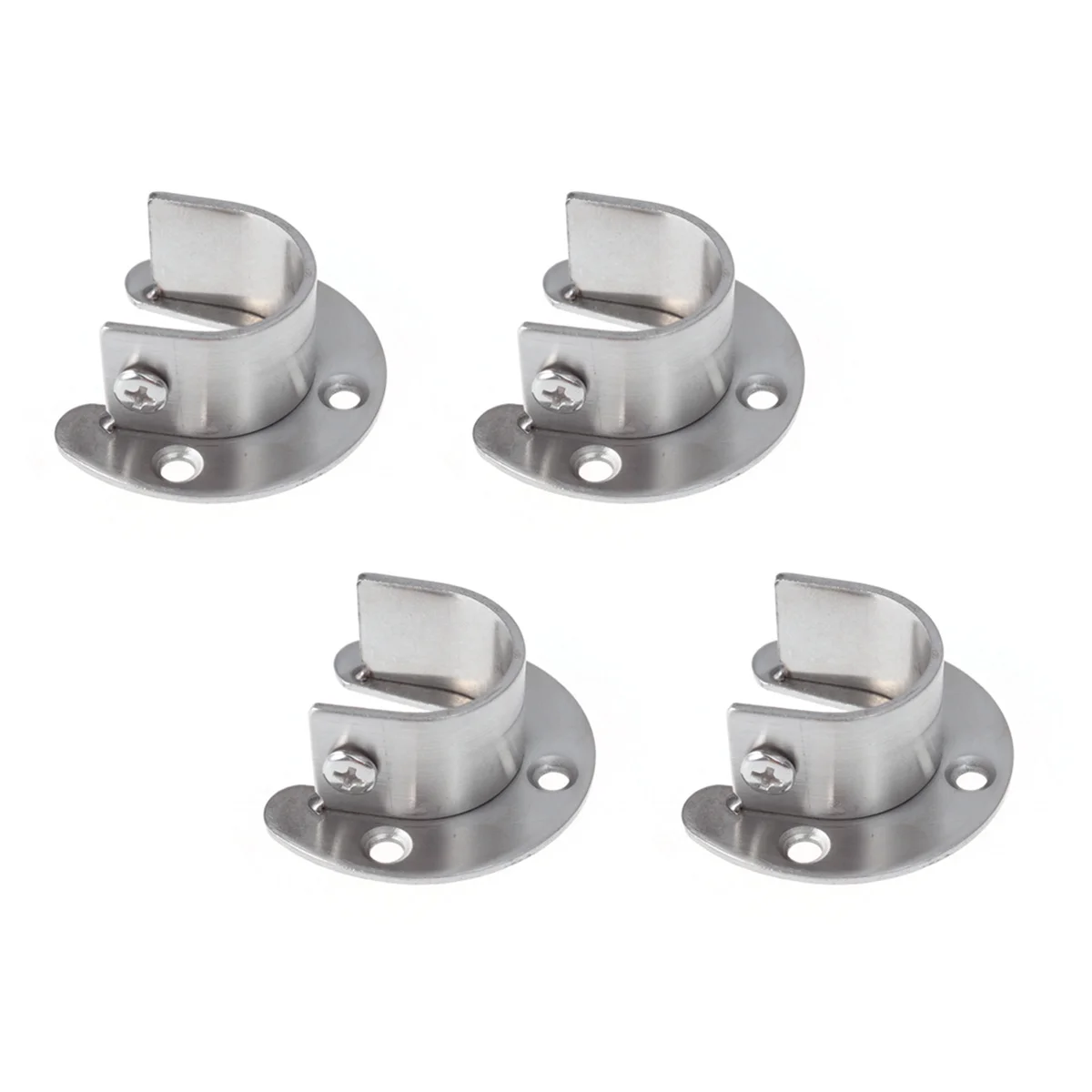 

4pcs 25Mm Stainless Steel U Shaped Closet Pole Socket Heavy Duty Curtain Rod Brackets Wall Mounting Hanging Clothes Oval End