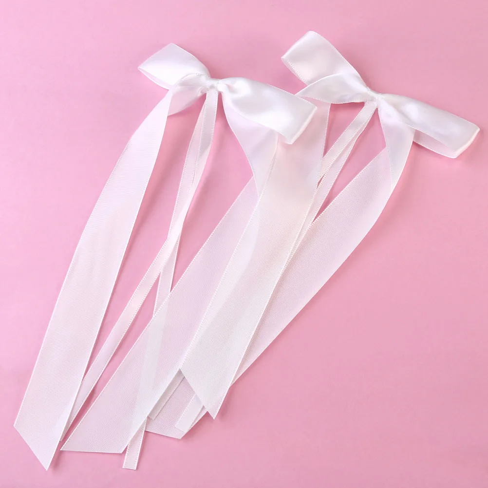 

60 Pcs White Bows Wedding Decorations Satin Ribbon Giant Car Bow Elegant Craft DIY Party Holiday Decoration Ribbon Bow