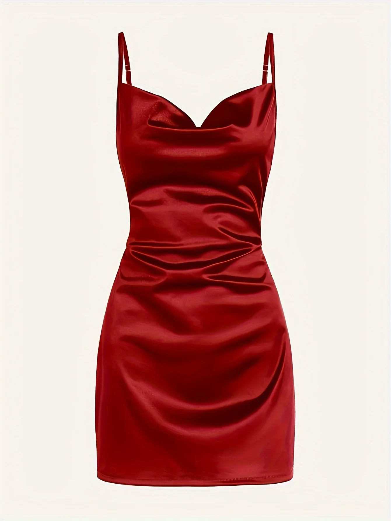 A-Line Spaghetti Straps Liso De Seda Valentine Days Burgundy Cocktail Mini Robes Sparkly Cherrykeke Prom Dresses Evening Gowns