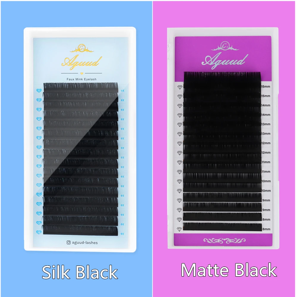 

AGUUD Classic and New Styles Normal Fanning Eyelash 0.03 0.05 0.07 Russian Volume Eyelash Individual Silk/Matte Black Color Lash