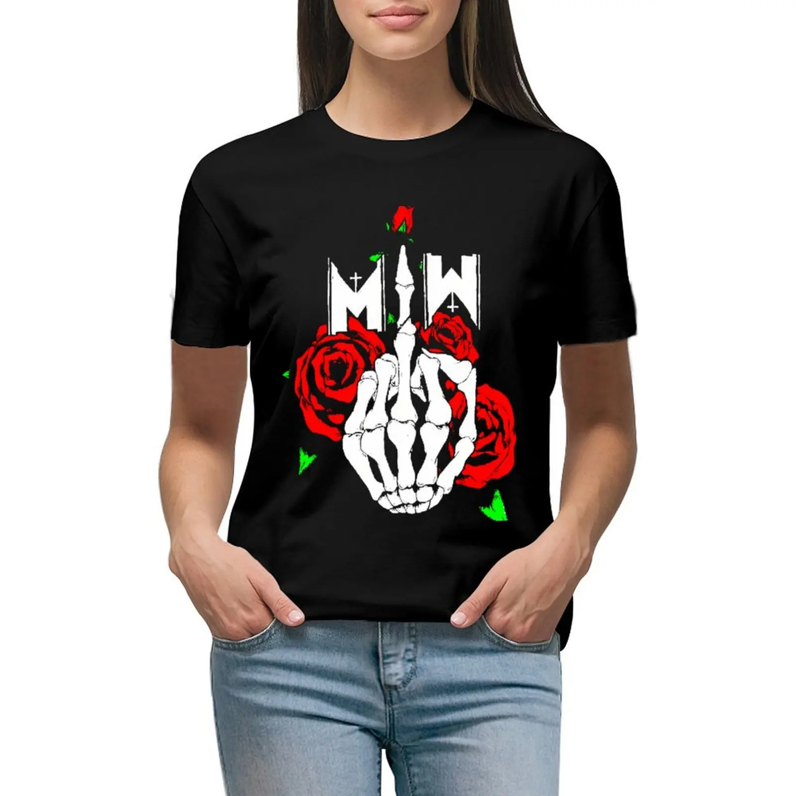 

Motionless in White Hand Roses Music Band Gift Men T-shirt female Short sleeve tee Women's tops