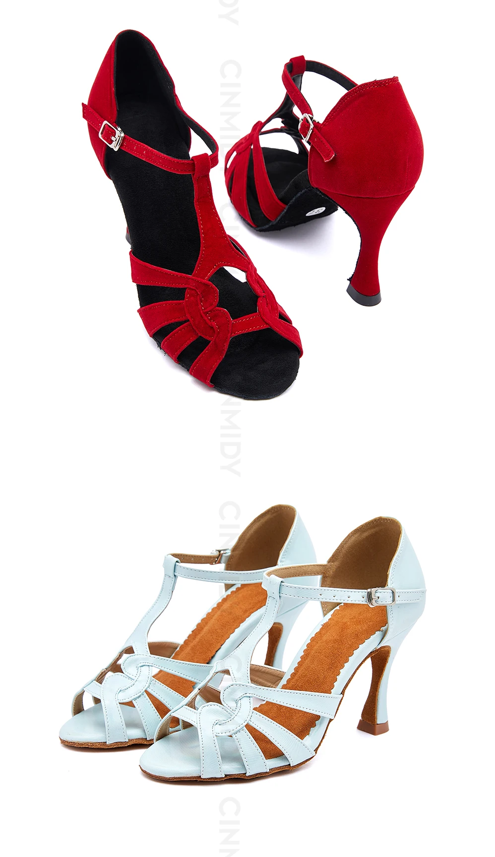 CINMIDY Damen Salsa Tanzschuhe Mädchen Latein Tanzschuhe Damen Partyschuhe Weiche Sohle Ballroom Tanzschuhe Hohe Absätze Kubanischer Absatz – Detail 3