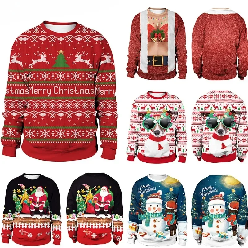 Ugly Christmas Sweatshirts for Men Pullovers Couple Streetwear Tracksuit Party Vintage Outfit Cosplay Party Masquerade Costumes