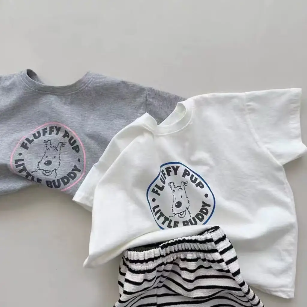 

2025 Summer New Baby Short Sleeve T Shirts Cute Cartoon Print Infant Girl Cotton Casual Tee Simple Versatile Toddler Boys Tops