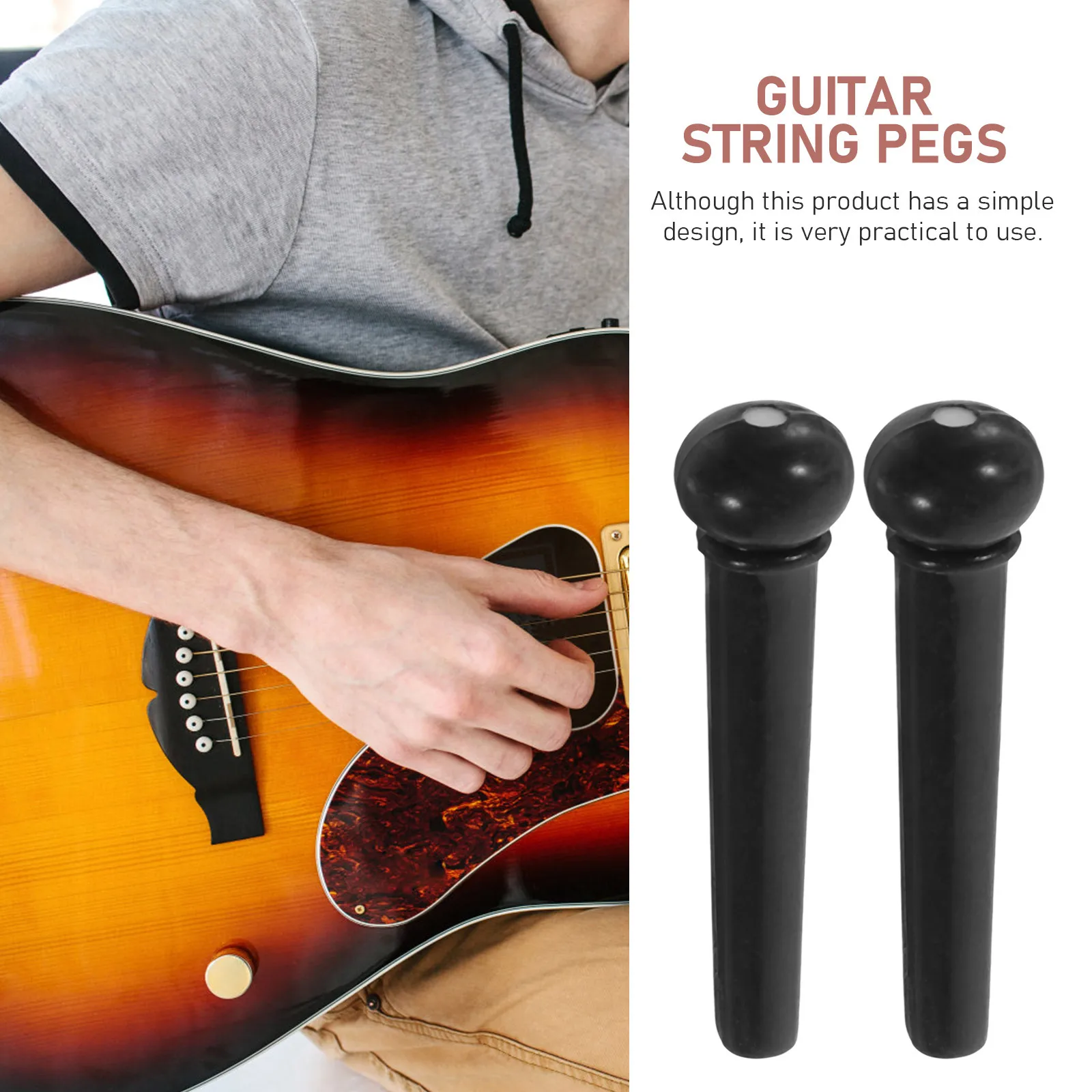 

6Pcs Bridge Pins for Acoustic Guitar Natural Wood String Pegs Long-Lasting Tuning Components for Folk Classical Guitar and