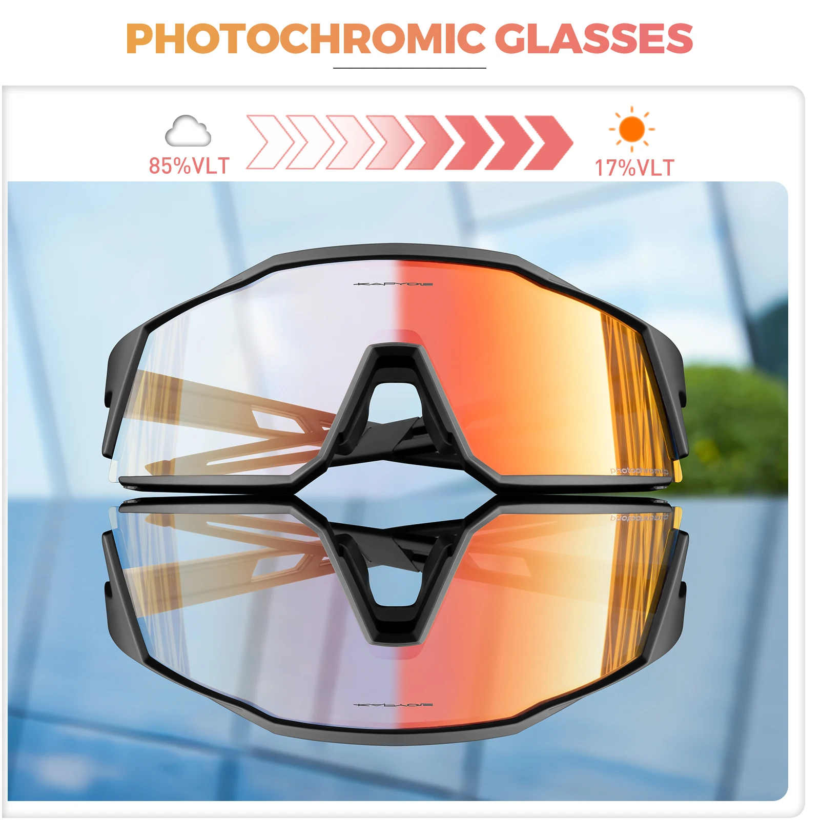 KAPVOE Red Photochromic Cycling Glasses Men MTB Cycling Sunglasses Women Road Bicycle Glasses UV400 Outdoor Bicycle Sunglasses